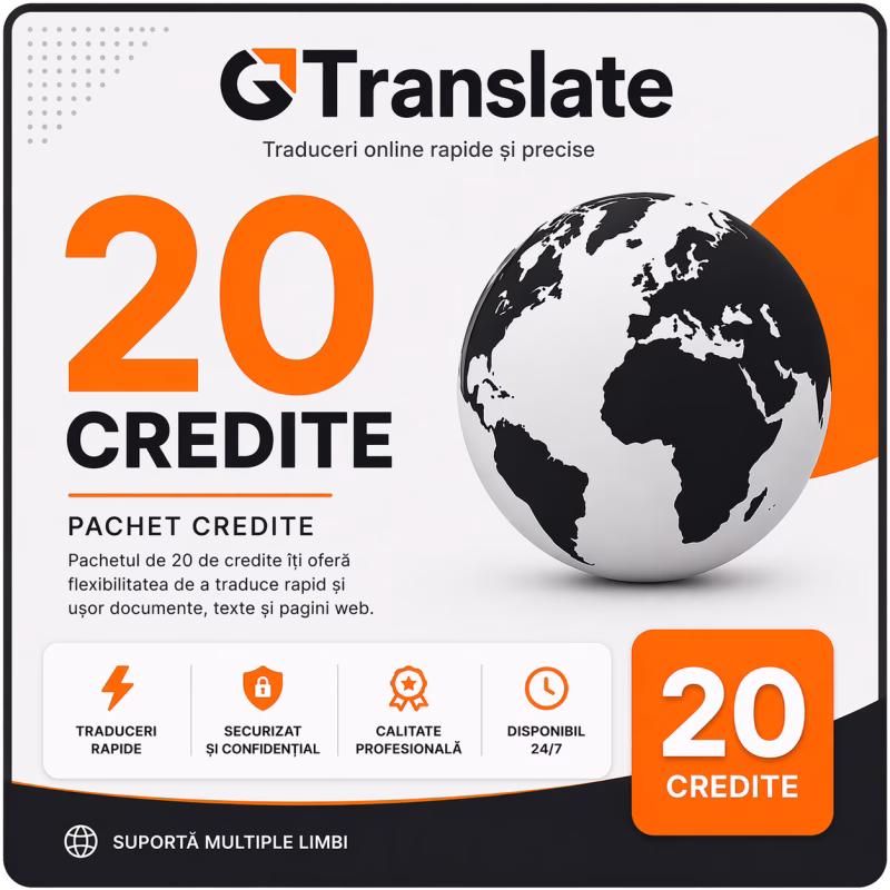 Pachet 20 credite traduceri online GTranslate – rapid și securizat